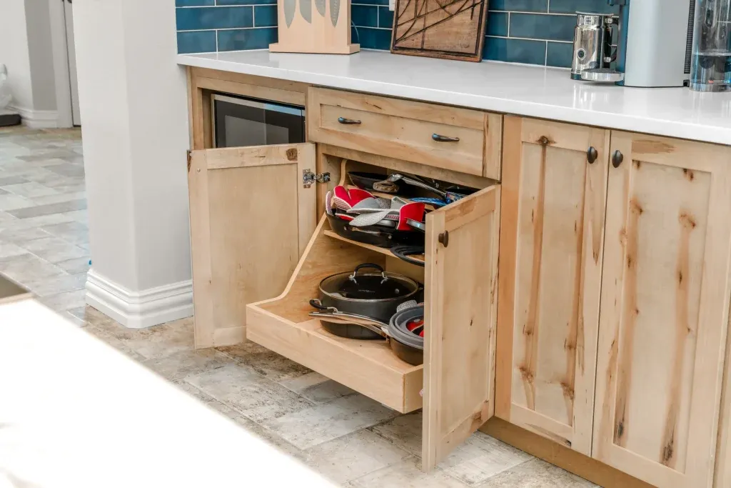 wood kitchen cabinets with storage