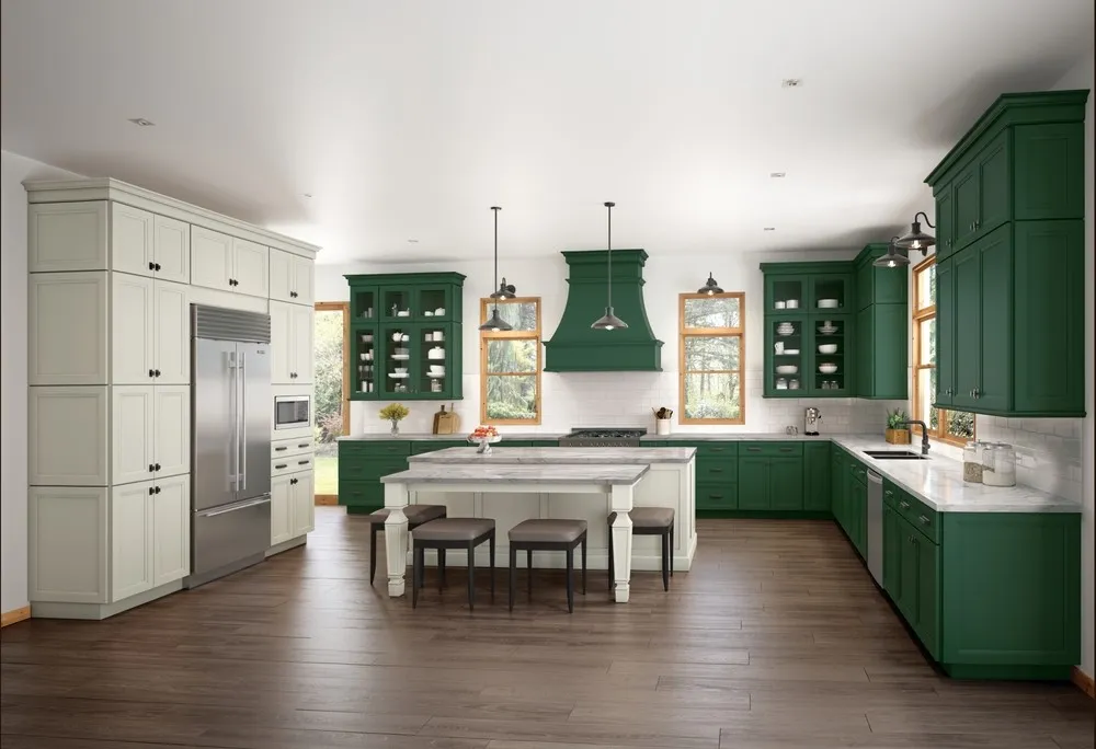 green kitchen by cabinet iq