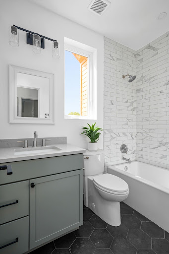 grey anf white bathroom cabinet iq