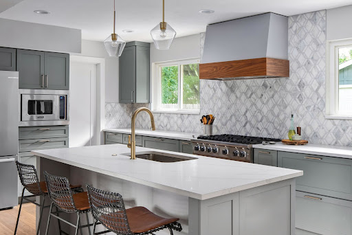 kitchen view with windows cabinet IQ